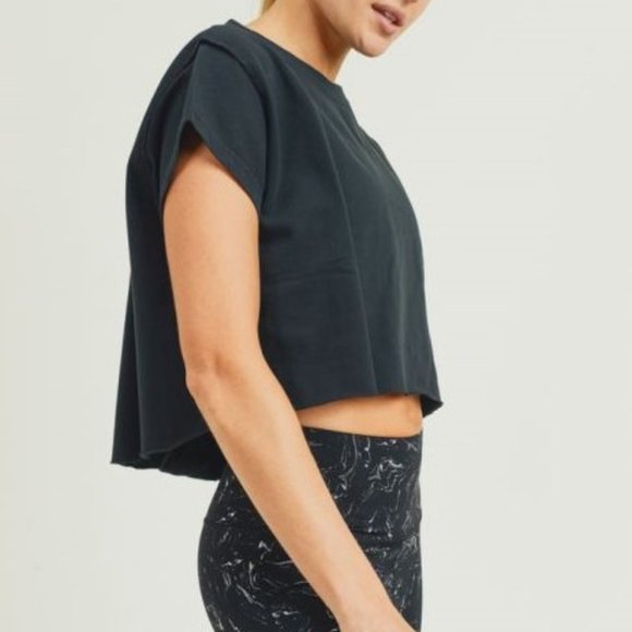 Cap Sleeve Crop Top With Raw Edges, 100% C… - Picture 10 of 12